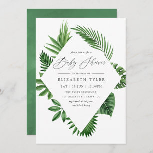 Invitation Baby shower de verdure forestière tropicale