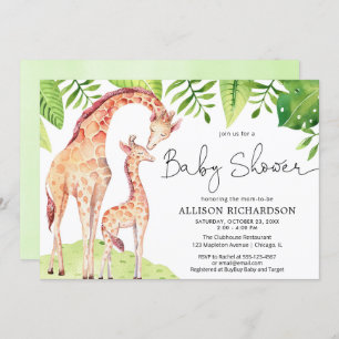 Invitation baby shower de verdure pour bébés et mamans girafe