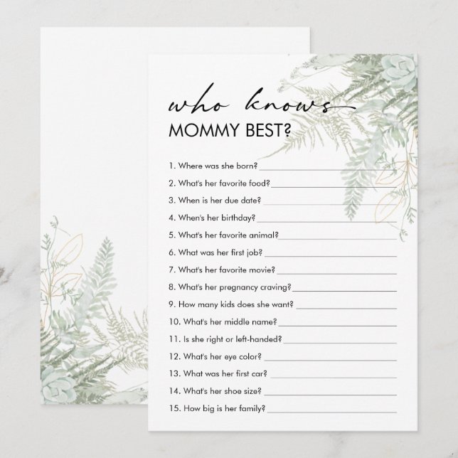 Invitation Baby shower de verdure qui connaît maman la meille (Devant / Derrière)