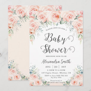 Invitation Baby shower de verdure Rose doux et flou