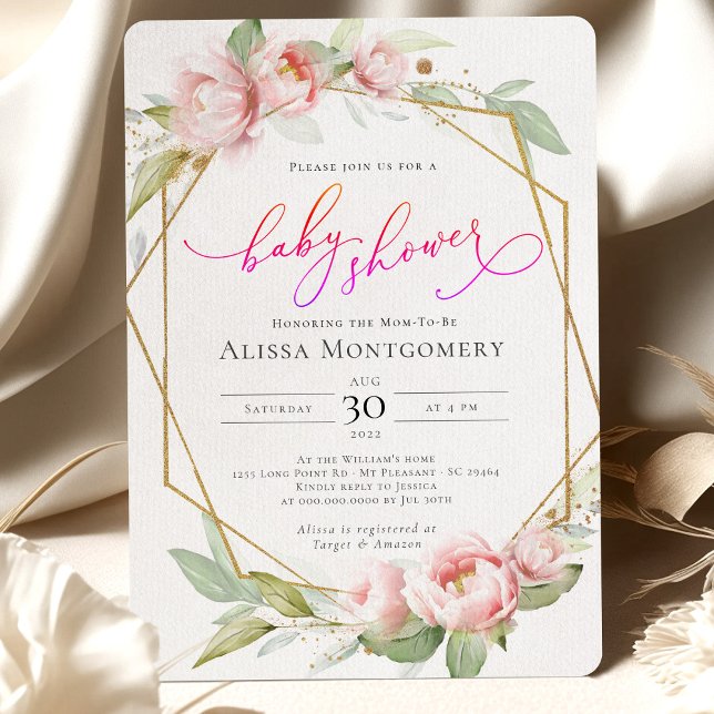 Invitation Baby shower de verdure rose vif (Créateur téléchargé)