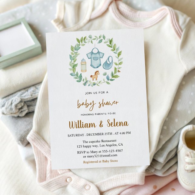 Invitation Baby shower de verdure rustique (Créateur téléchargé)