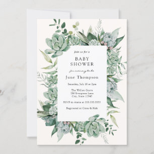 Invitation Baby shower de verdure succulent d'Eucalyptus