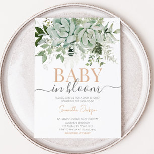 Invitation Baby shower de verdure Succulents