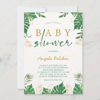 Invitation Baby shower de verdure tropicale