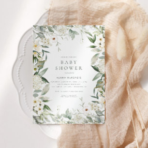 Invitation Baby shower de verdure végétale neutre pour les ho