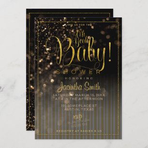 Invitation Baby shower de verre Bokeh Stripes   Oh, mon bébé 