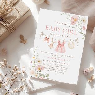 Invitation Baby shower de vêtements pour bébé Boho Fleur sauv