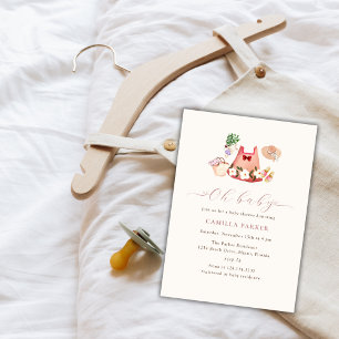 Invitation Baby shower de vêtements pour filles du jardin de