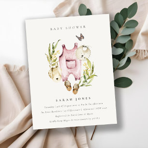 Invitation Baby shower de vêtements pour filles en