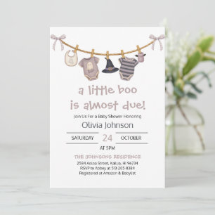 Invitation Baby shower de vêtements pour Halloween Little Boo