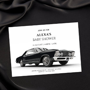 Invitation Baby shower de voiture classique noir