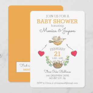 Invitation Baby shower de vol d'oiseau Mama le plus doux Or