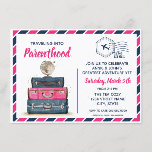 Invitation Baby shower de voyage de révélations de genre Invi