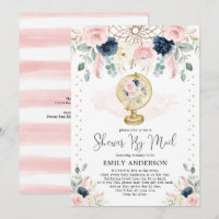 Baby shower De Voyage Par Mail Pink Blush Navy Flo