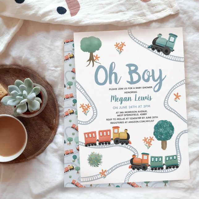 Invitation Baby shower de Voyageurs du Train Bleu Cute (Créateur téléchargé)