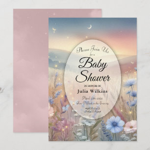 Invitation Baby shower de Whispers Fleur sauvage Lune