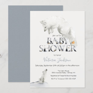 Invitation baby shower de White Fox de l'Arctique de la neige