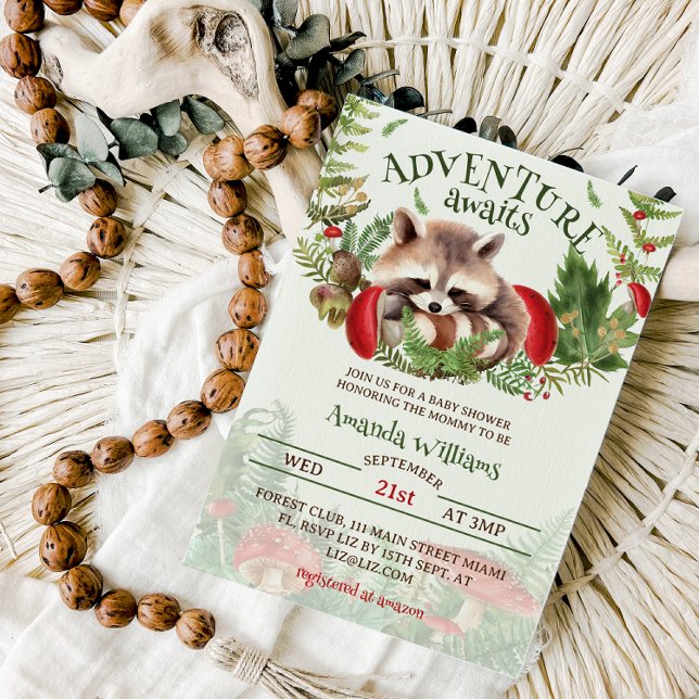 Invitation Baby shower de Woodland Raccoon (Créateur téléchargé)