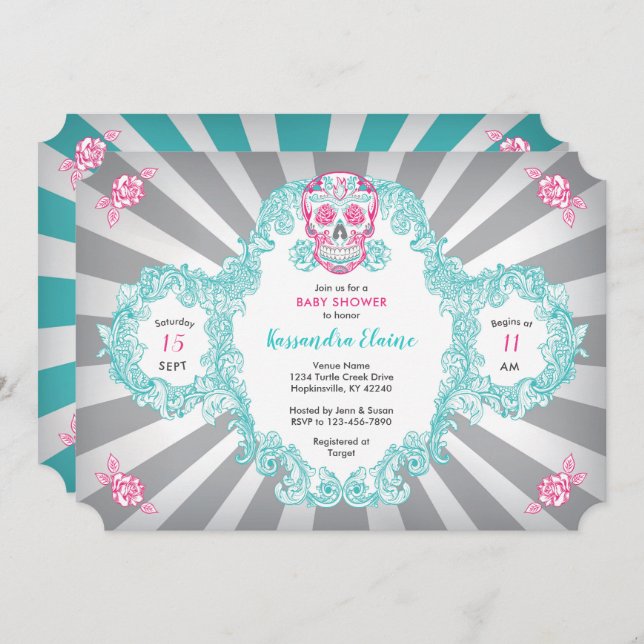 Invitation Baby shower d'éclatement du crâne de va (Devant / Derrière)