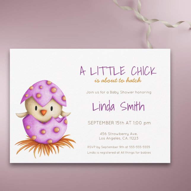 Invitation Baby shower d'éclosion d'oiseaux de fille rose sim (Créateur téléchargé)