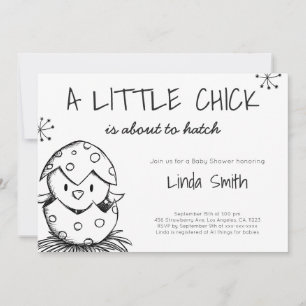 Invitation Baby shower d'éclosion d'oiseaux noirs et blancs