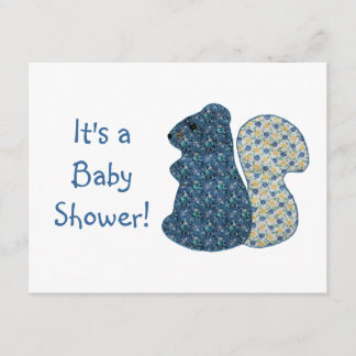 Invitation Baby shower d'écureuil bleu à la campagne
