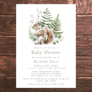 Invitation Baby shower d'écureuil d'aquarelle des bois