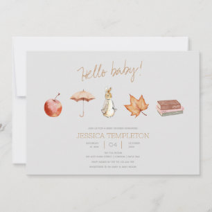 Invitation Baby shower d'éléments de chute de lapin