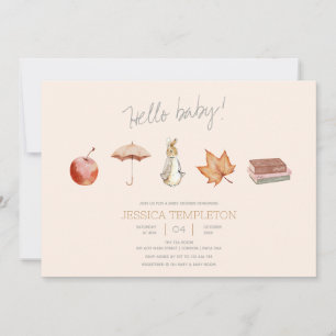 Invitation Baby shower d'éléments de chute de lapin