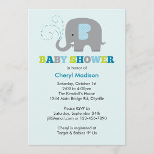 Invitation Baby shower d'éléphant - bleu