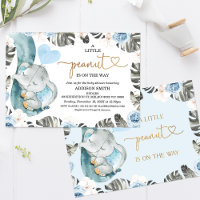 Baby shower d'éléphant bleu Floral Petit Arachide