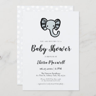 Invitation Baby shower d'éléphant bleu mignon