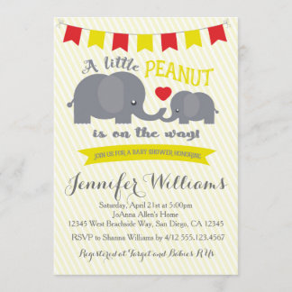 Invitation Baby shower d'éléphant d'arachide jaune