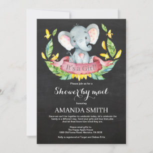 Invitation Baby shower d'éléphant de Chalkboard Girl par mail