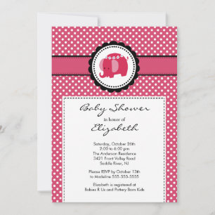 Invitation Baby shower d'éléphant de Morue Point P