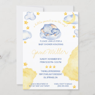 Invitation Baby shower d'éléphant dormant