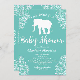 Invitation Baby shower d'éléphant élégant de Bohême Mandalas