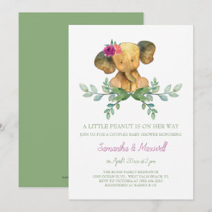 Invitation Baby shower d'éléphant fille