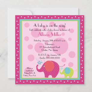 Invitation Baby shower d'éléphant lumineux et amusant
