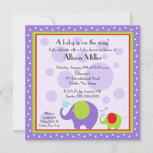 Invitation Baby shower d'éléphant lumineux et amusant