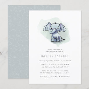 Invitation baby shower d'éléphant mignon assis