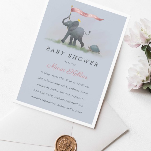 Invitation Baby shower d'éléphant pour bébés (Créateur téléchargé)