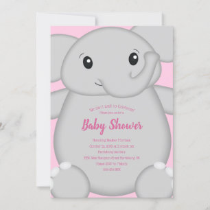 Invitation Baby shower d'éléphant rose