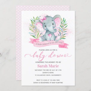 Invitation Baby shower d'éléphant rose