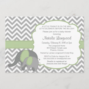 Invitation Baby shower d'éléphant vert menthe de C