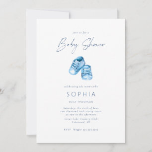 Invitation Baby shower délicat de chaussures bébé bleu