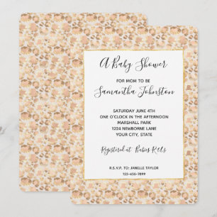 Invitation Baby shower d'Empreinte de léopard Chic Gold Blush