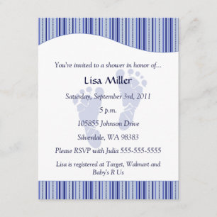 Invitation Baby shower d'empreintes de bébés - Bleu