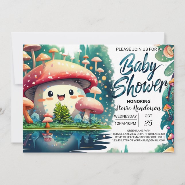 Invitation Baby shower d'enchantement Boho Toadstool (Devant)